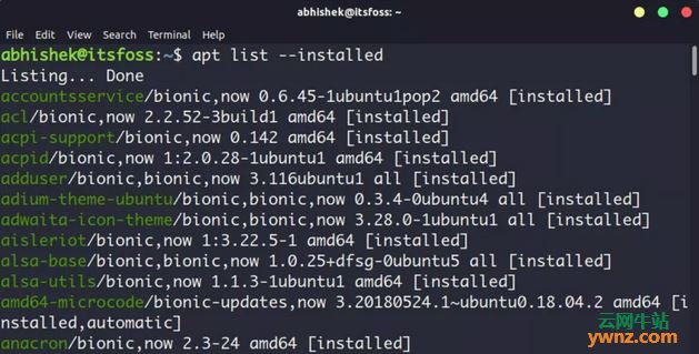 在Ubuntu/Debian系统中查看已经安装成功的软件包